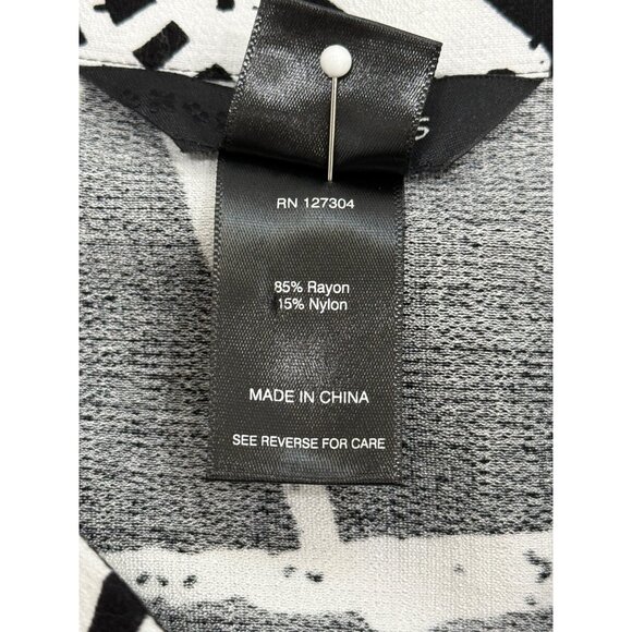 Ali Miles Womens Tunic Geometric Black & White Button-Front Jacket Top Size XL - Picture 7 of 8